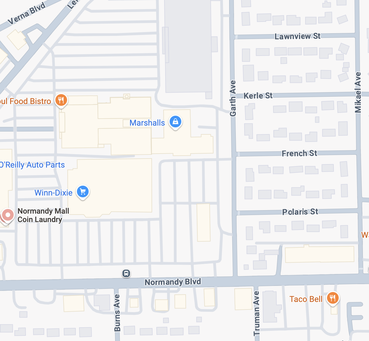 Map showing location of Normandy Mall Laundry Mat